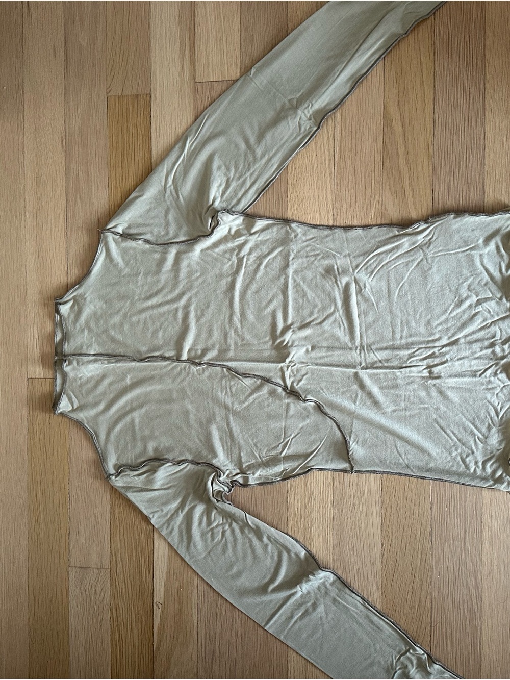 The Line by K Metallic Light Beige Long-Sleeve Bodysuit